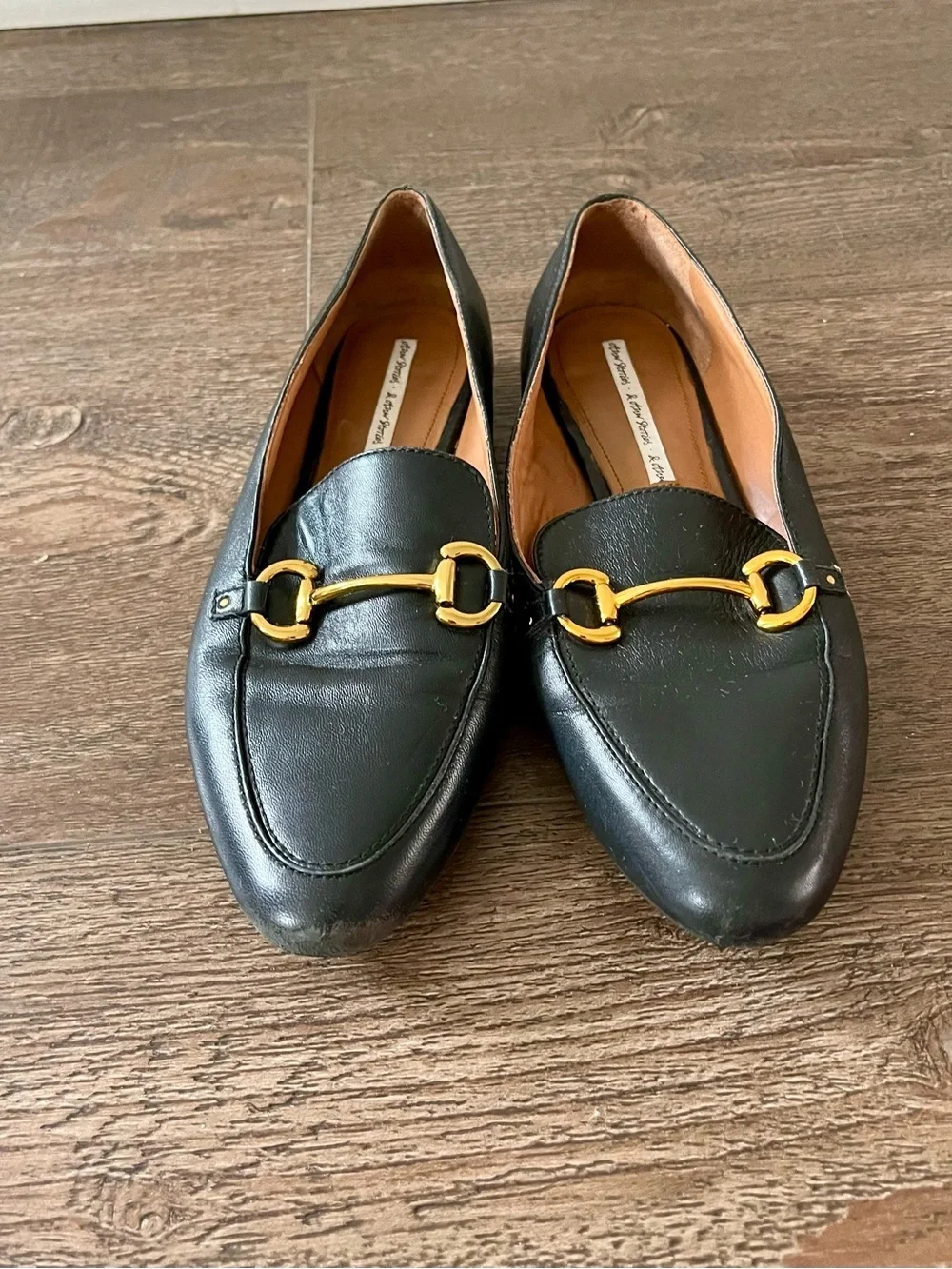 & Other Stories Black Leather Loafers with Gold Horsebit